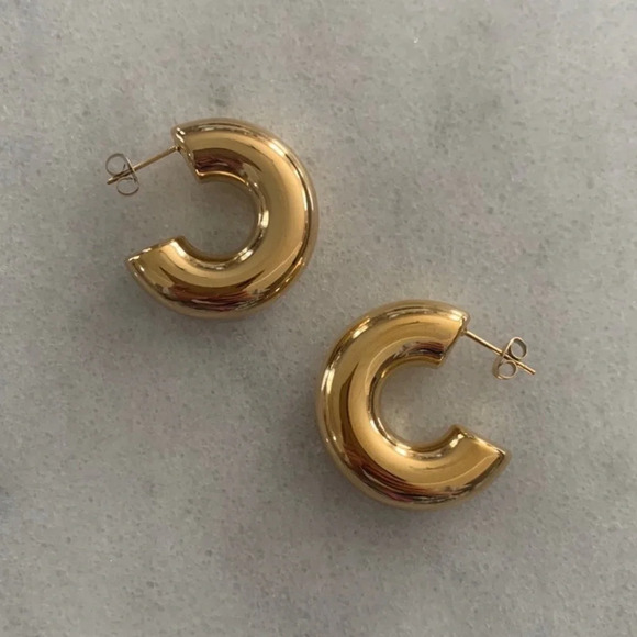 Modest Lu Jewelry - COPY - Gold Tube Chunky Trendy Hoop Earrings Brand New